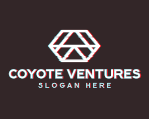 Geometric Hexagon Glitch logo design