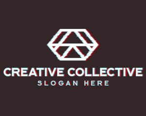 Geometric Hexagon Glitch logo design