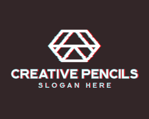 Geometric Hexagon Glitch logo design