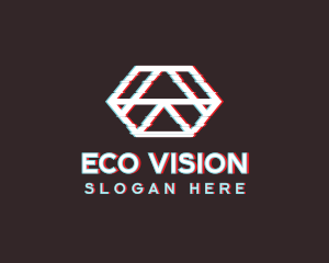 Geometric Hexagon Glitch logo design