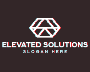 Geometric Hexagon Glitch logo design