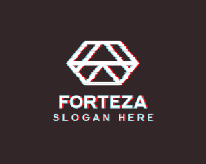 Geometric Hexagon Glitch logo design