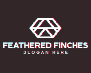 Geometric Hexagon Glitch logo design