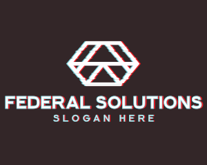 Geometric Hexagon Glitch logo design