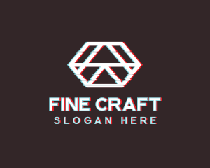 Geometric Hexagon Glitch logo design