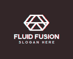 Geometric Hexagon Glitch logo design