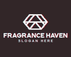 Geometric Hexagon Glitch logo design