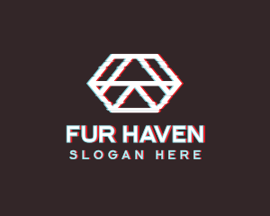 Geometric Hexagon Glitch logo design