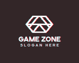 Geometric Hexagon Glitch logo design