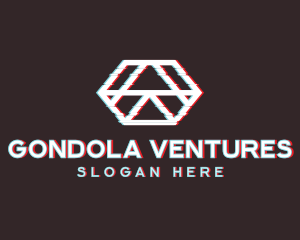 Geometric Hexagon Glitch logo design