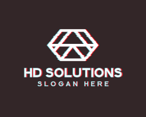 Geometric Hexagon Glitch logo design