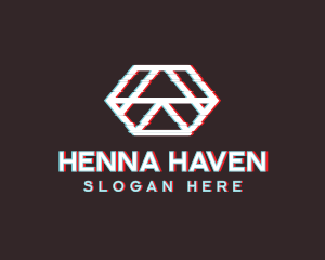 Geometric Hexagon Glitch logo design