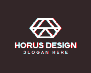 Geometric Hexagon Glitch logo design