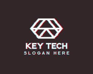 Geometric Hexagon Glitch logo design