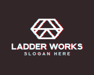 Geometric Hexagon Glitch logo design