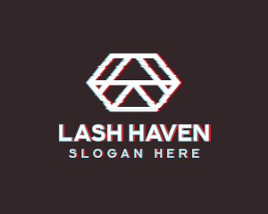 Geometric Hexagon Glitch logo design