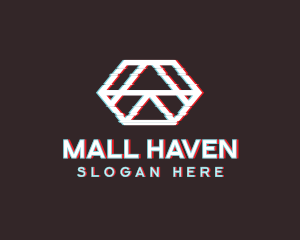 Geometric Hexagon Glitch logo design