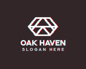 Geometric Hexagon Glitch logo design