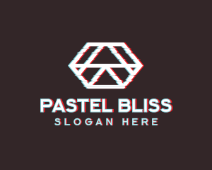 Geometric Hexagon Glitch logo design