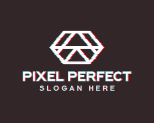 Geometric Hexagon Glitch logo design