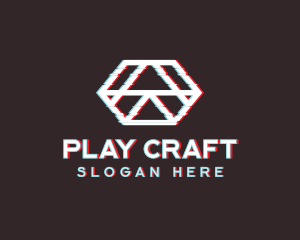 Geometric Hexagon Glitch logo design