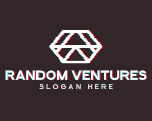 Geometric Hexagon Glitch logo design