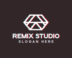 Geometric Hexagon Glitch logo design