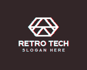 Geometric Hexagon Glitch logo design