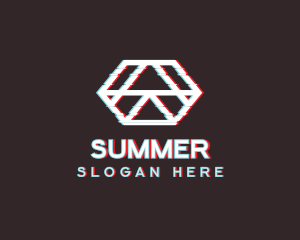 Geometric Hexagon Glitch logo design