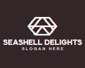 Geometric Hexagon Glitch logo design