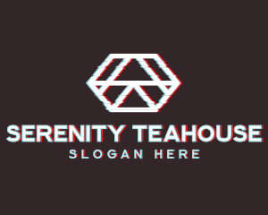 Geometric Hexagon Glitch logo design