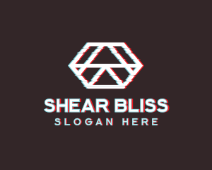 Geometric Hexagon Glitch logo design