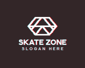 Geometric Hexagon Glitch logo design