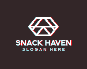 Geometric Hexagon Glitch logo design