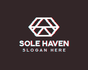 Geometric Hexagon Glitch logo design