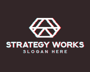 Geometric Hexagon Glitch logo design