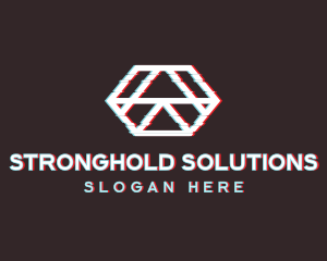 Geometric Hexagon Glitch logo design