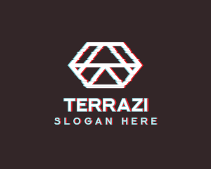 Geometric Hexagon Glitch logo design