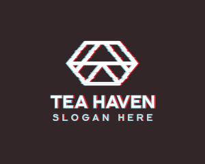 Geometric Hexagon Glitch logo design