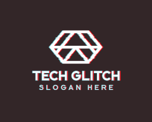 Geometric Hexagon Glitch logo design