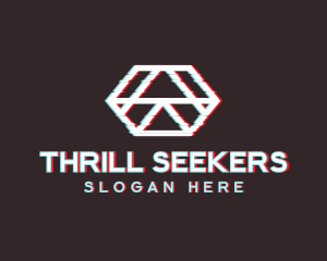 Geometric Hexagon Glitch logo design