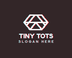 Geometric Hexagon Glitch logo design