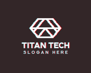 Geometric Hexagon Glitch logo design