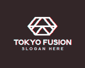 Geometric Hexagon Glitch logo design