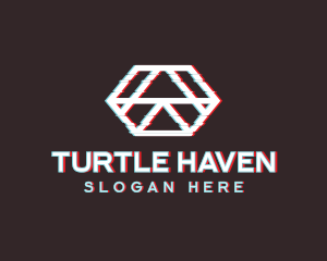 Geometric Hexagon Glitch logo design