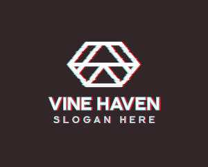 Geometric Hexagon Glitch logo design