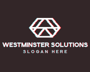 Geometric Hexagon Glitch logo design