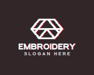 Geometric Hexagon Glitch logo design