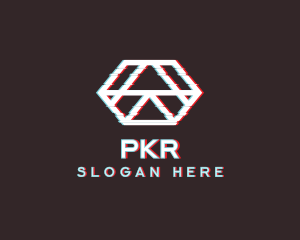 Geometric Hexagon Glitch logo design