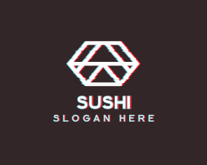 Geometric Hexagon Glitch logo design